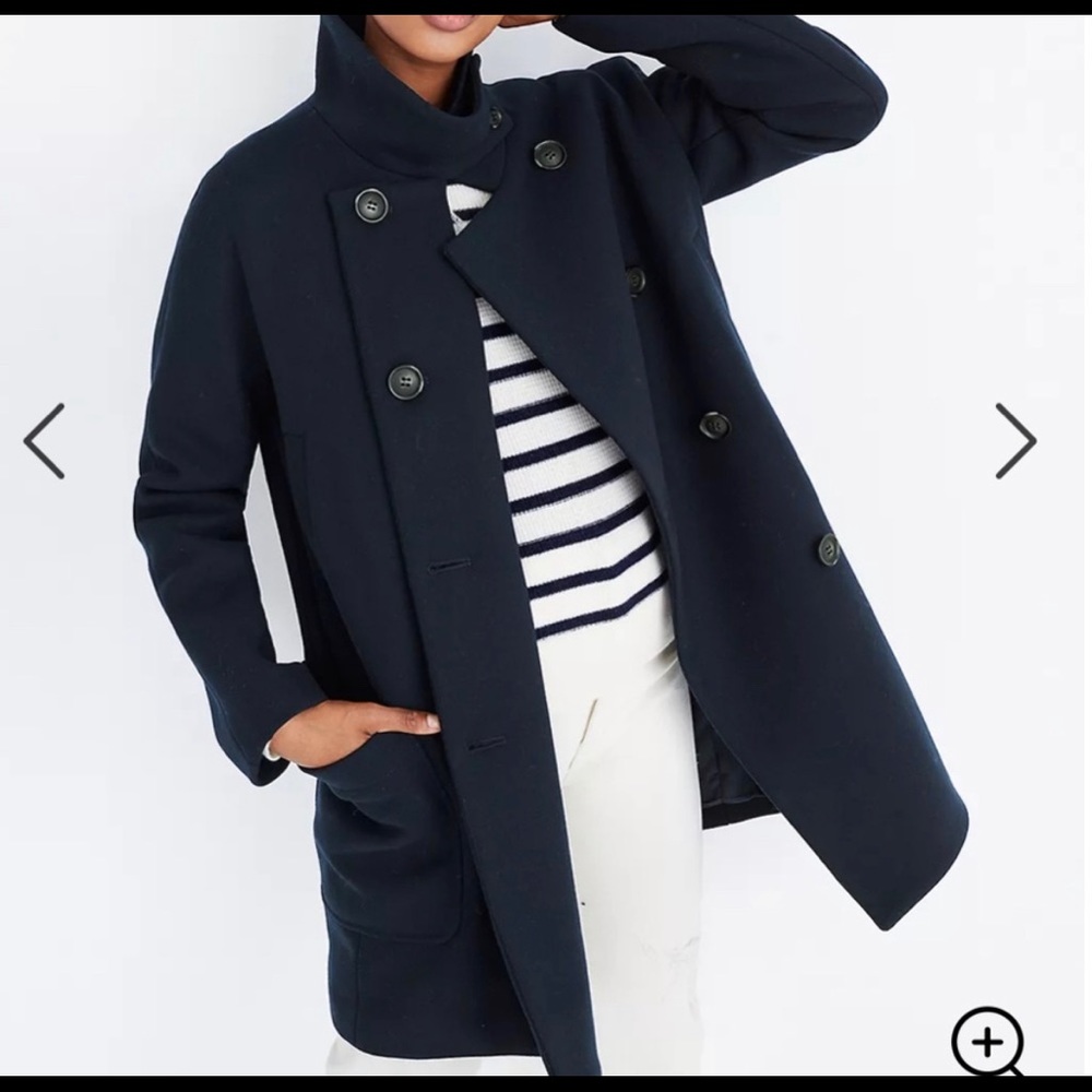 Madewell Navy Double-Breasted Coat